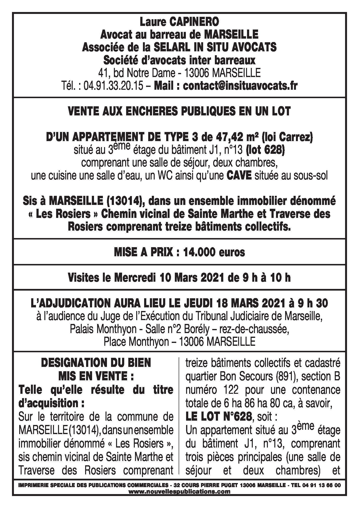 Adjudication du 18 mars 2021