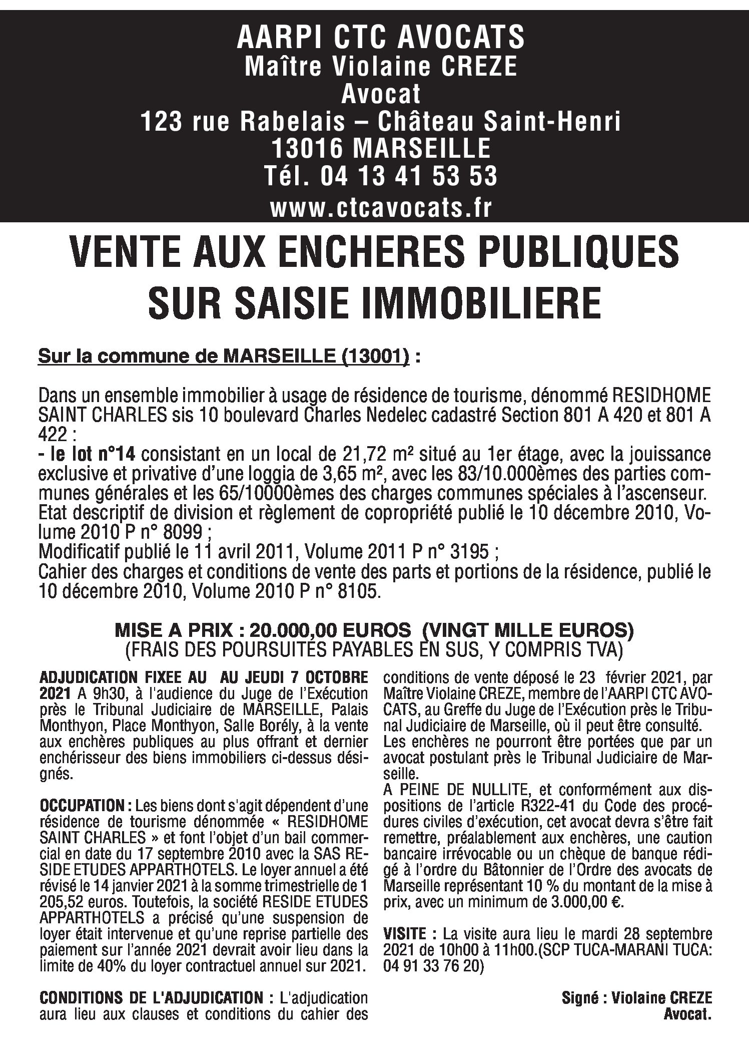 Affiche de vente audience du 07.10.21