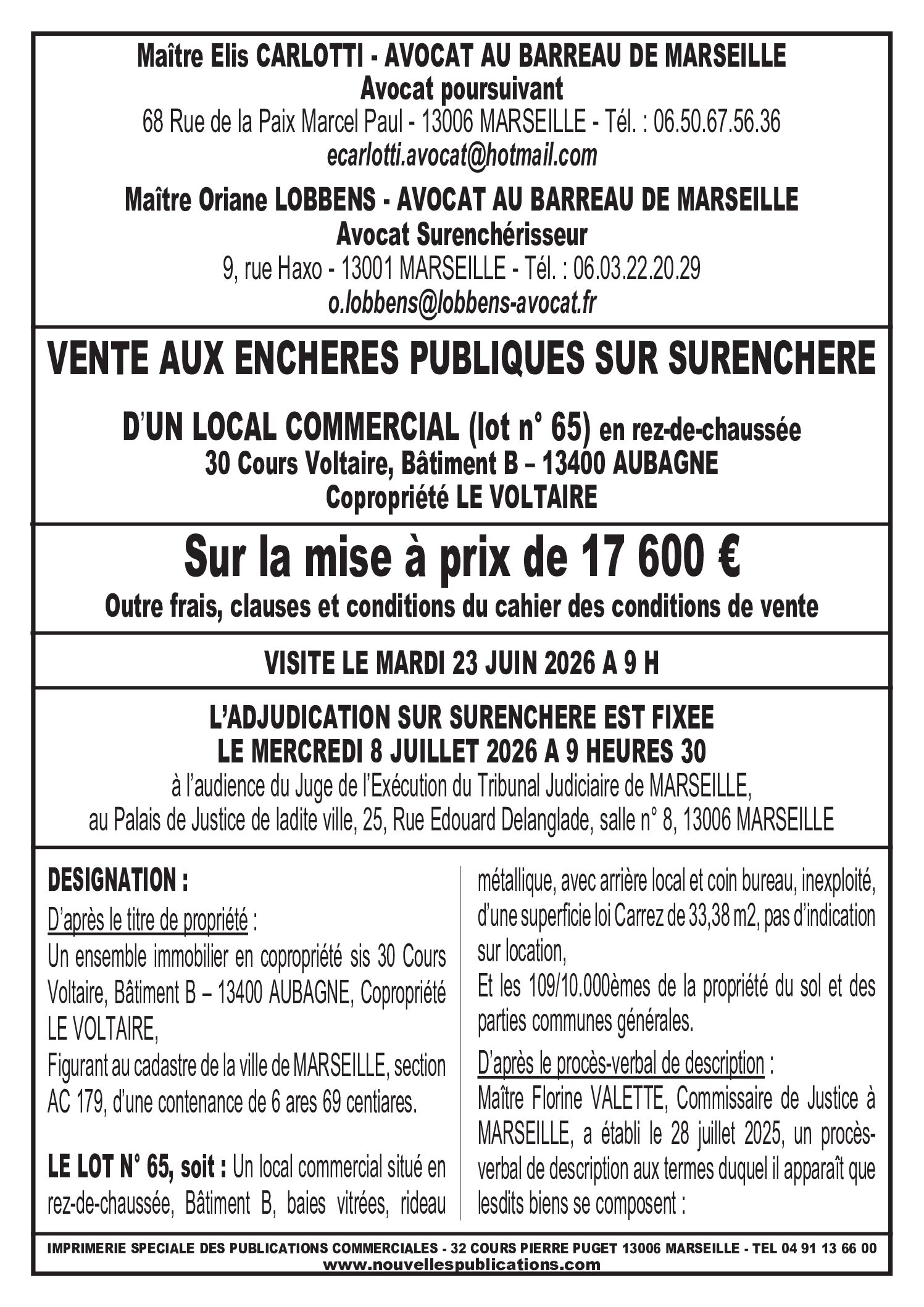 Affiche AFFICHE COMPLET LOBBENS CARLOTTI LOCAL AUBAGNE 08-07-26
